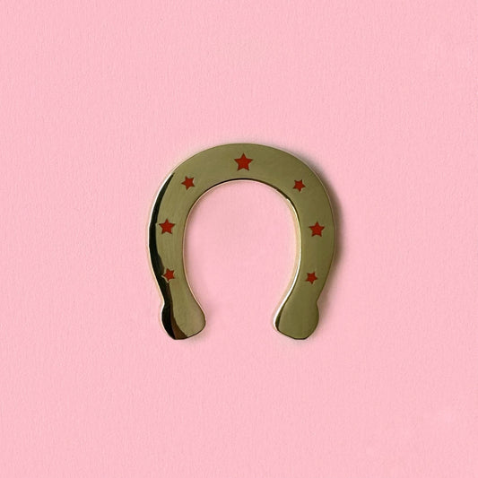 Gold Horseshoe Enamel Pin