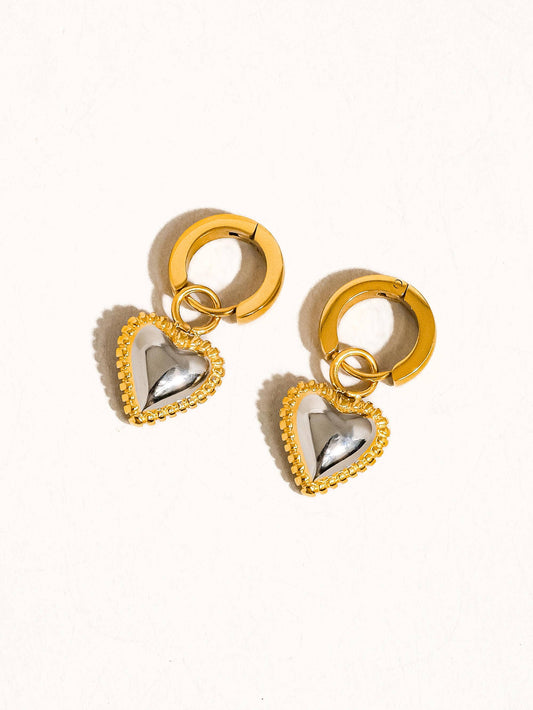 Savon Mixed Metal Heart Huggies | Waterproof Jewelry