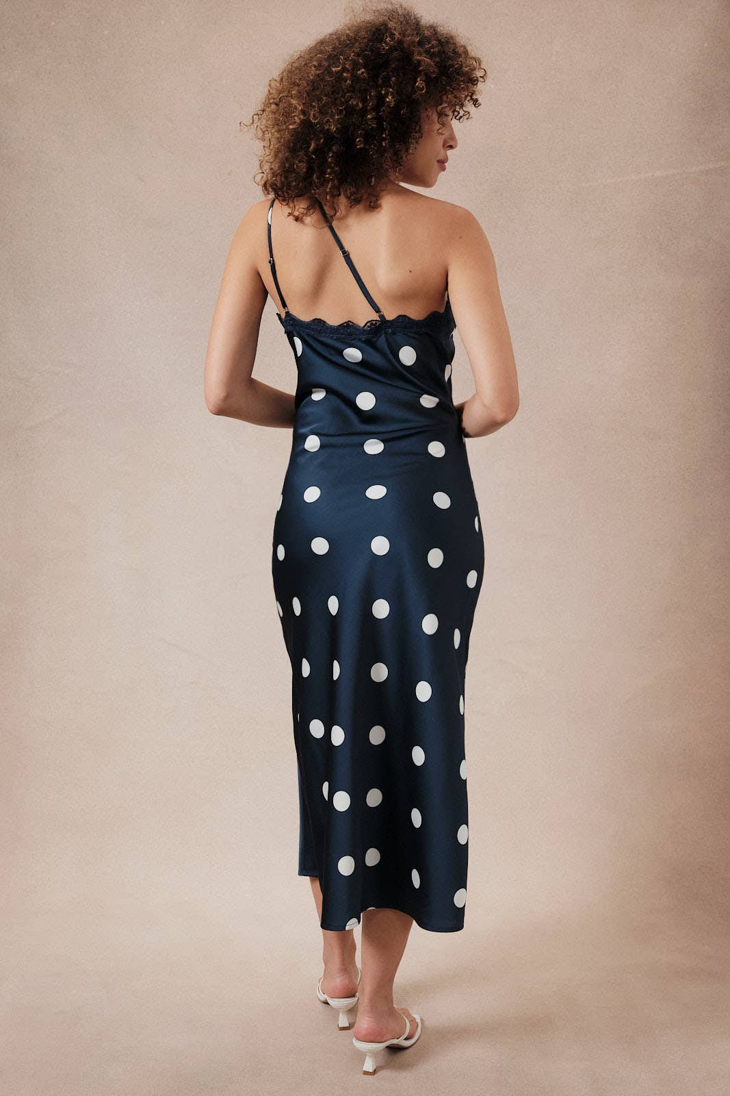 Dolly Asymmetrical Polka Dot Midi Dress