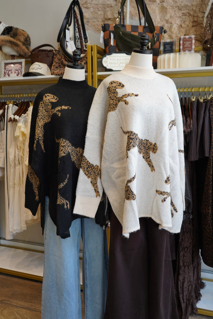 Hanna Cheetah Mockneck Sweater