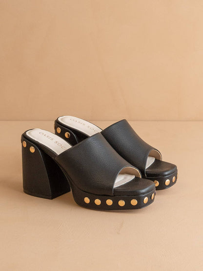 The Leona Black Studded Platform Heel