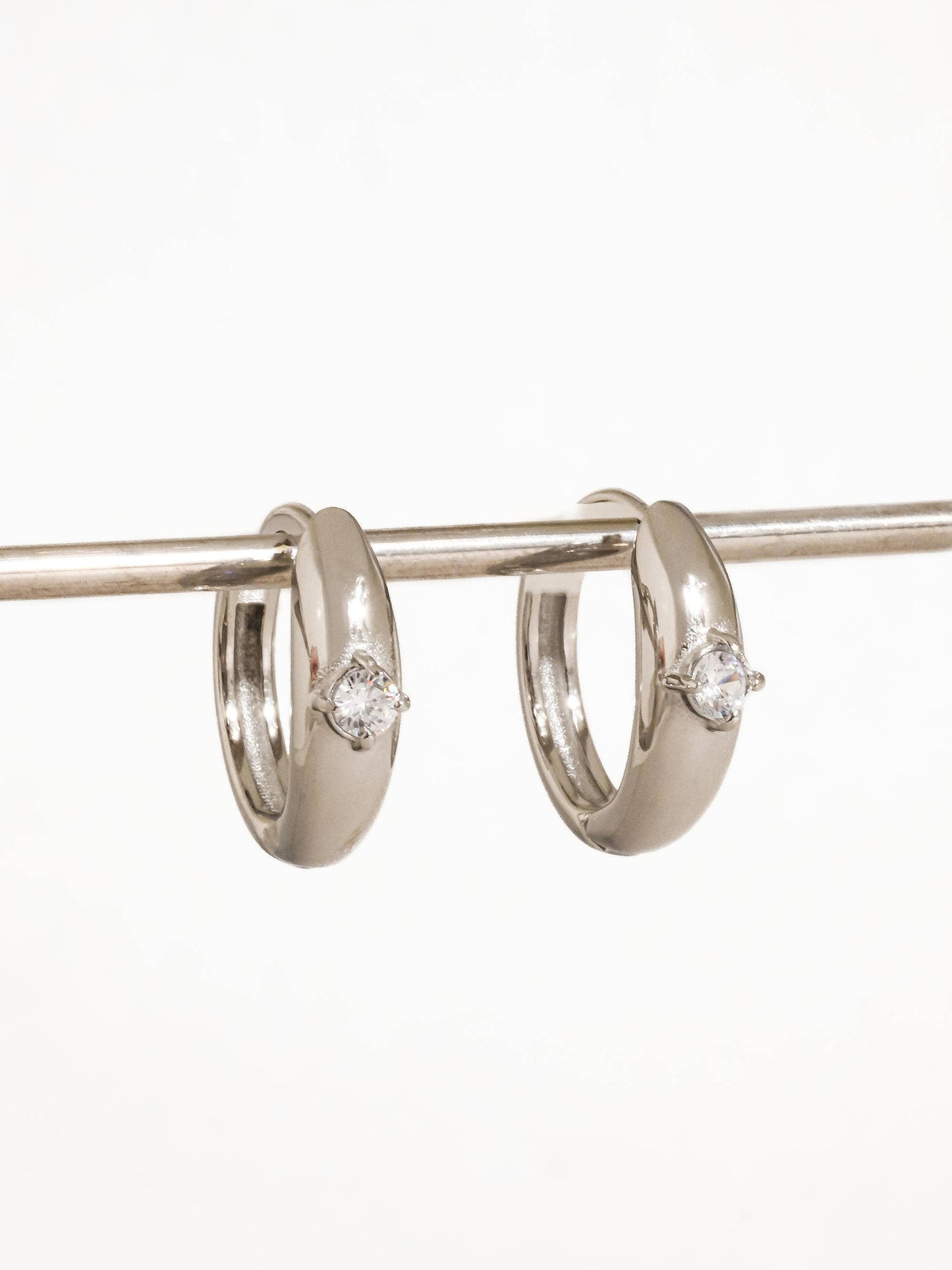 Dazzle Solitaire Hoop Earrings | Waterproof Jewelry