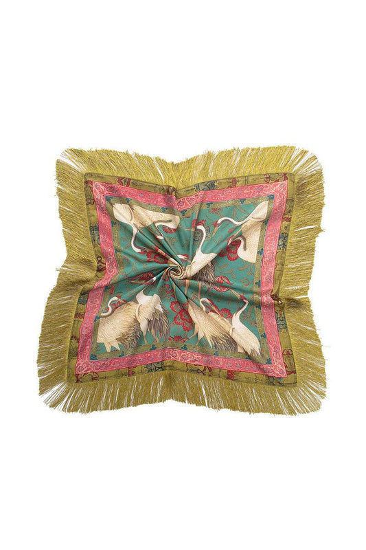 Fringed Crane Scarf