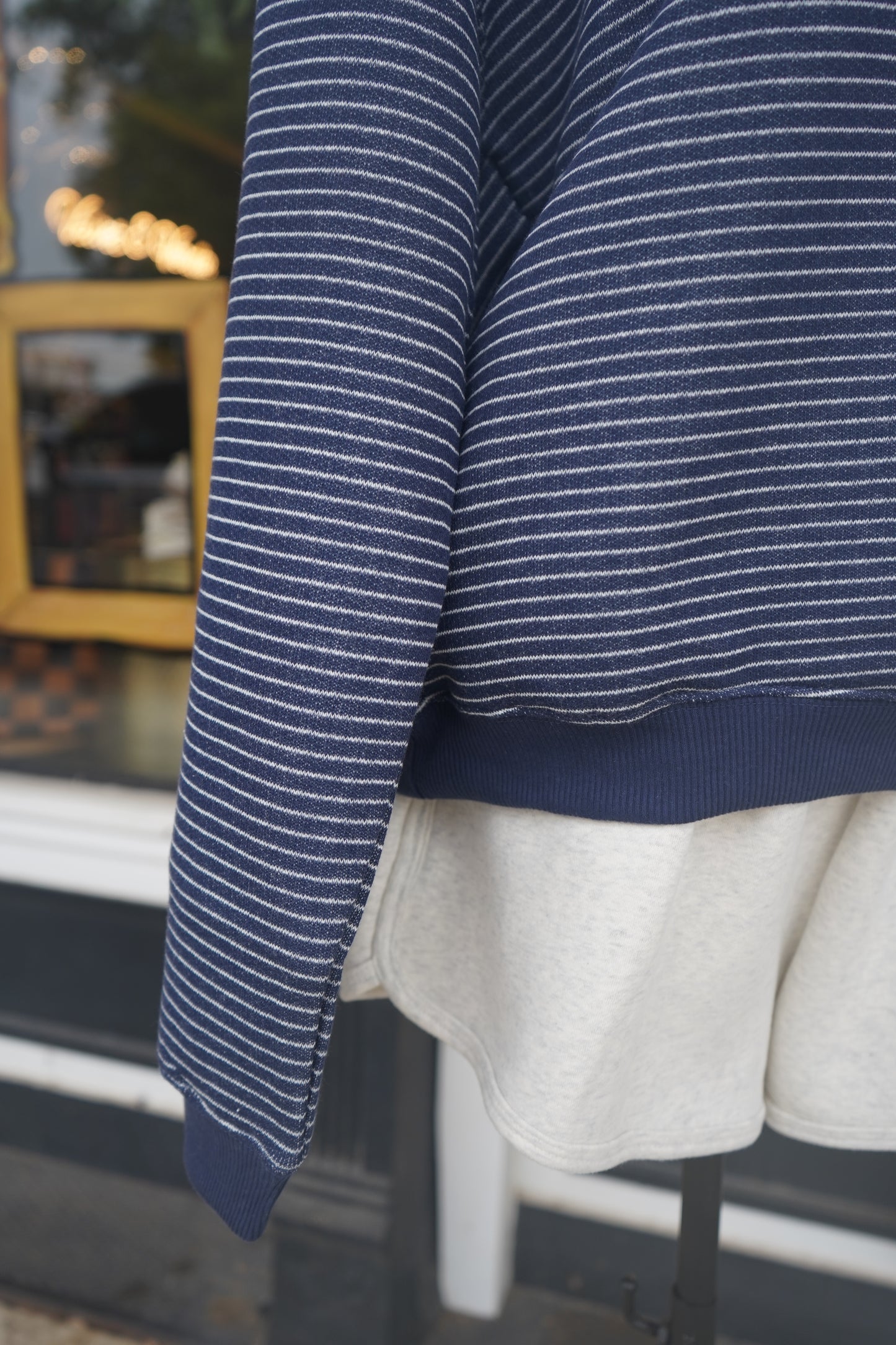 Hallie Striped Off The Shoulder Sweatshirt