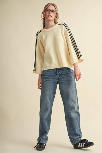 Aemi Striped 3/4 Sleeve Sweater
