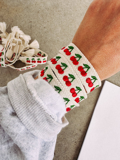 Cherry Embroidered Bracelet