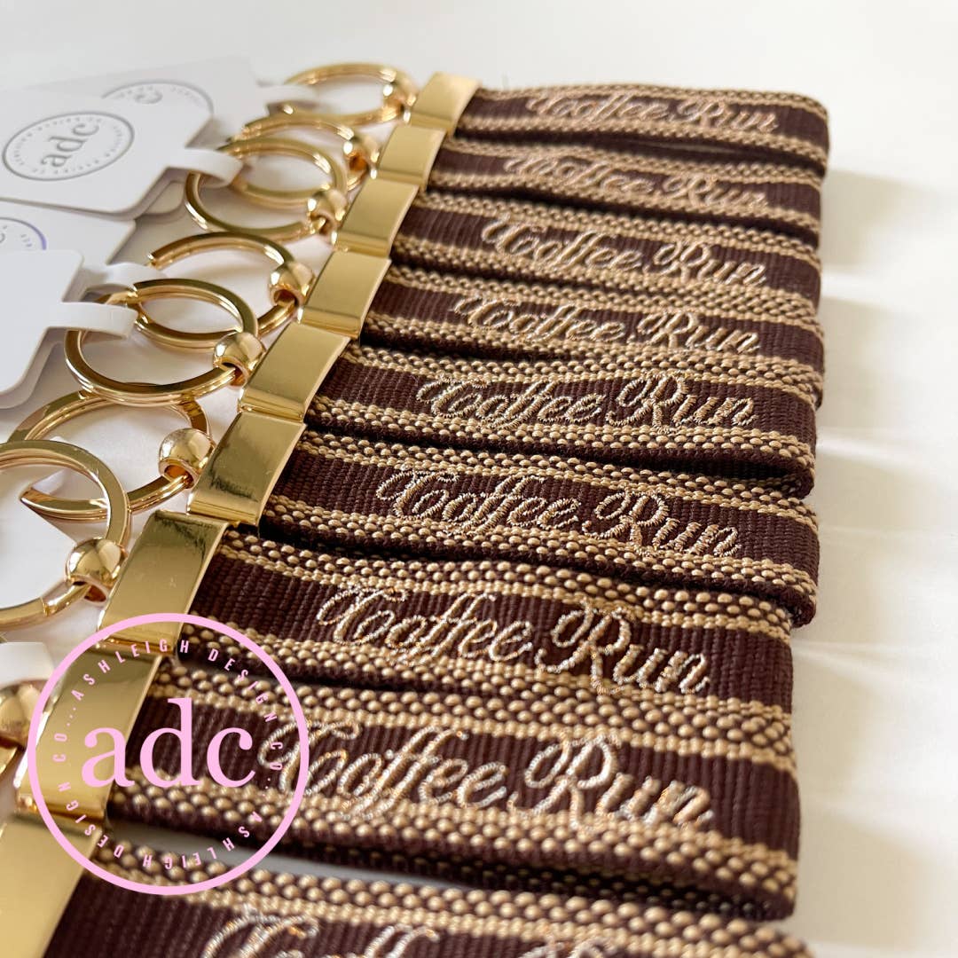 Coffee Run Embroidered Keychain