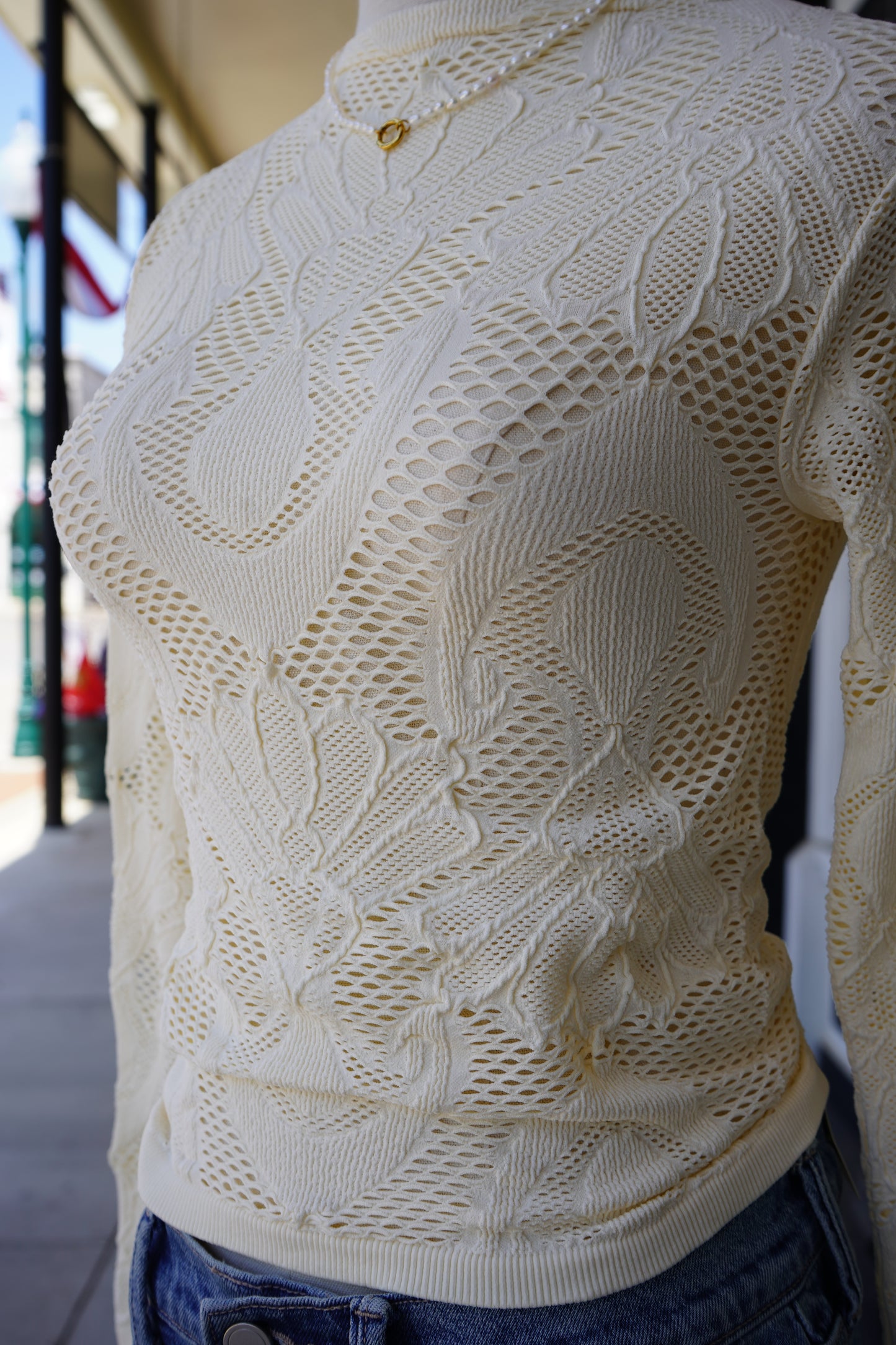 Bonnie Seamless Jacquard Mock Neck Long Sleeve