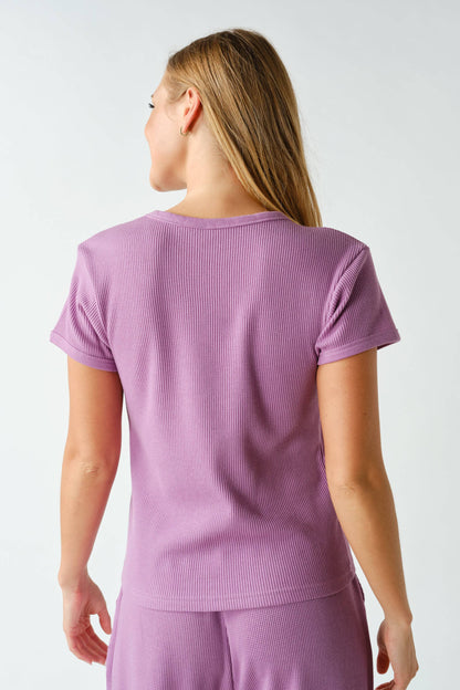 Kadi Waffle-Knit Short-Sleeve Tee