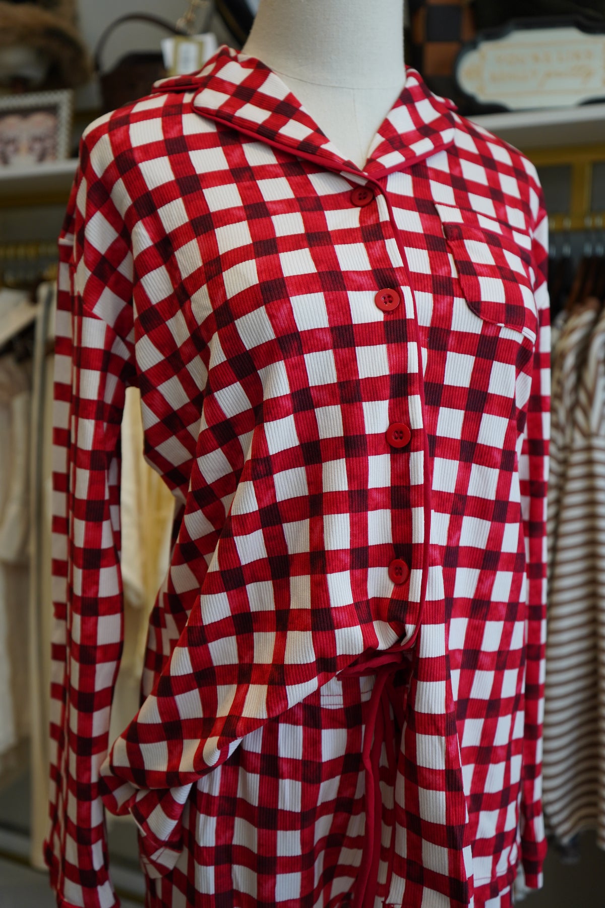 Red Gingham Pajama Set