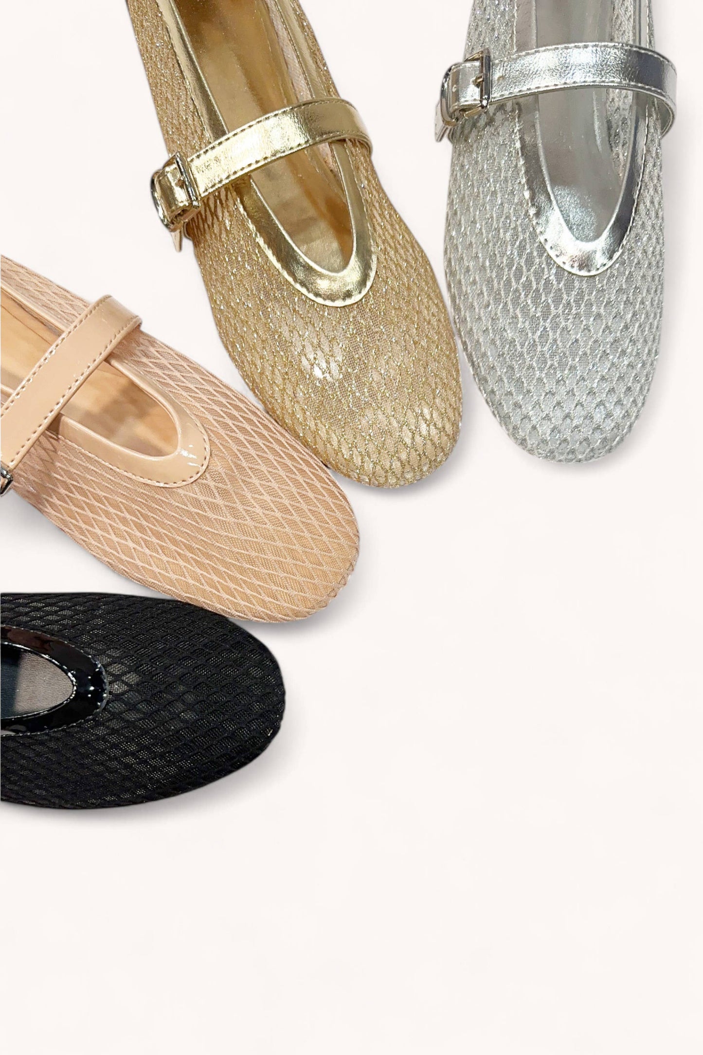 Thea Silver Mesh Ballet Flats