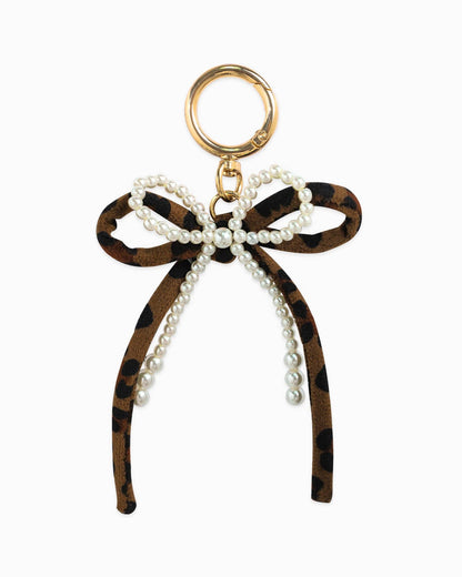 Lana Leopard Pearl Bow Bag Charm