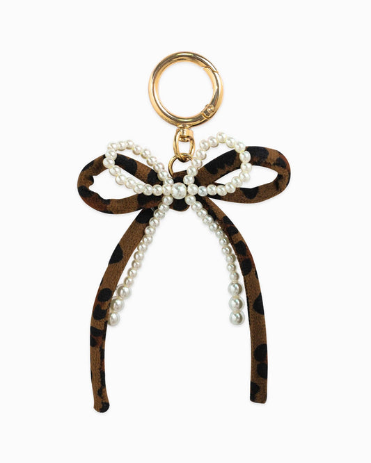 Lana Leopard Pearl Bow Bag Charm