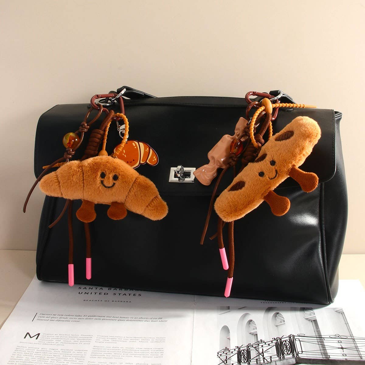 Plush Baguette & Croissant Bag Charm