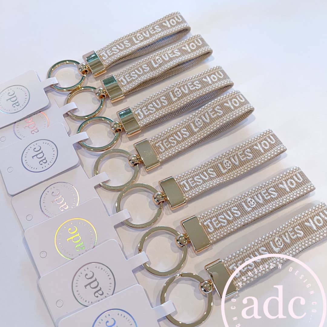 Jesus Loves You Embroidered Keychain