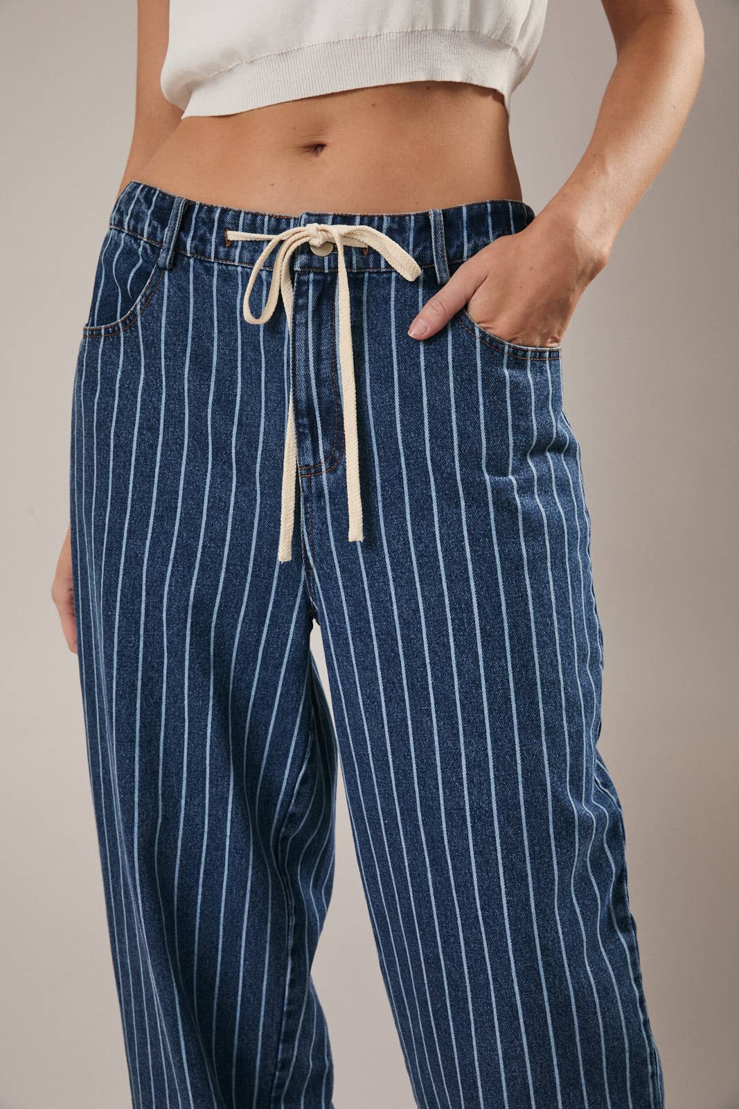 Joni Stripe Front Tie Jeans