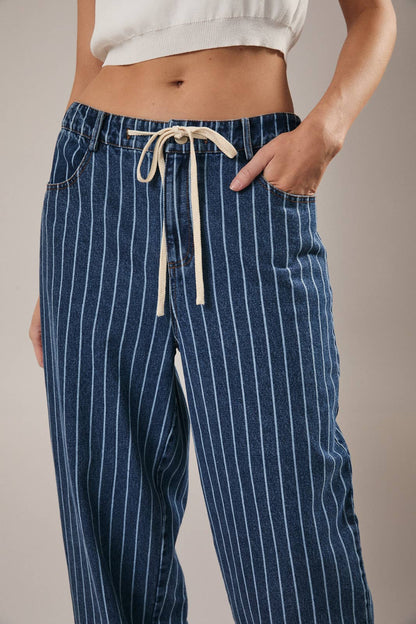 Joni Stripe Front Tie Jeans