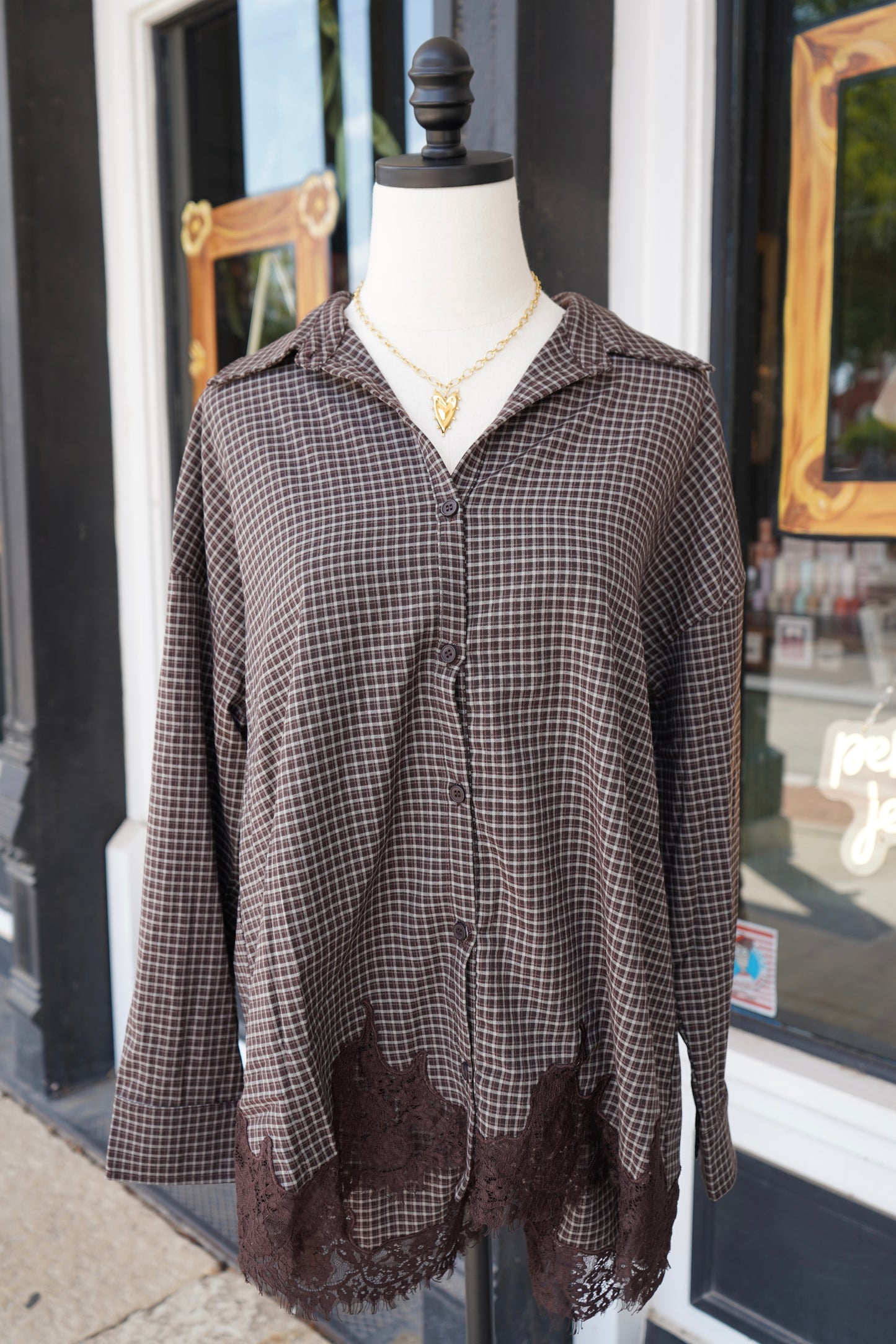 Eloise Plaid Lace Button Down