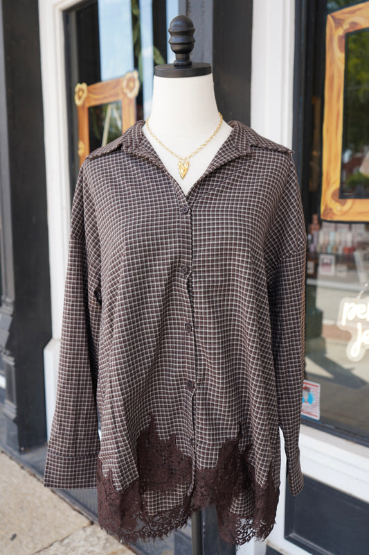 Eloise Plaid Lace Button Down