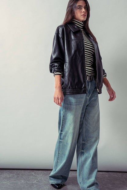 Piper Faux Leather Zip-Up Jacket