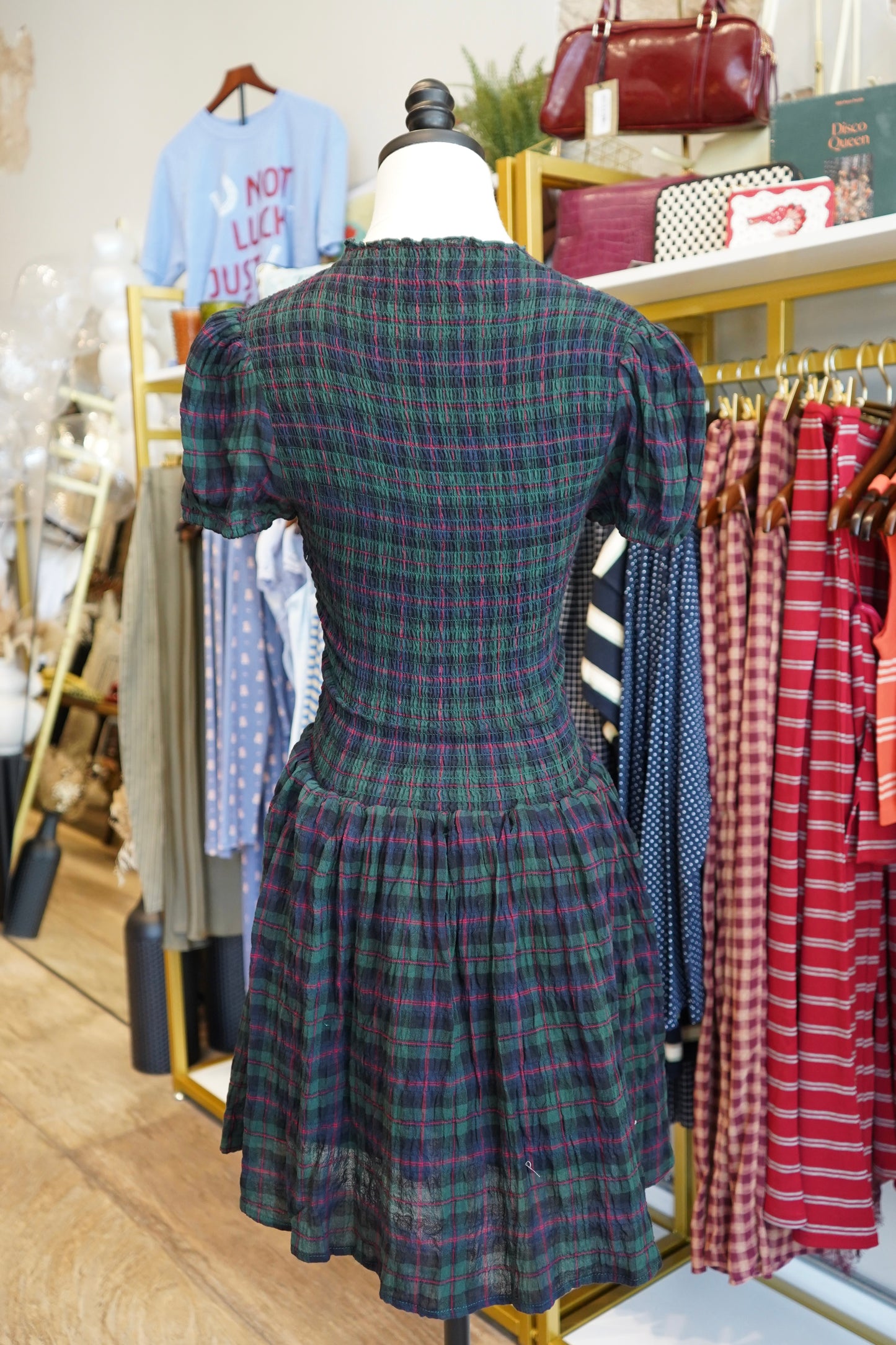 Rowan Plaid Smocked Mini Dress