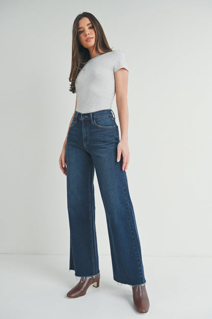 Josie Raw Hem Wide Leg Jean