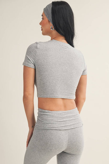 Sara Soft Heathered Knit Crewneck Tee