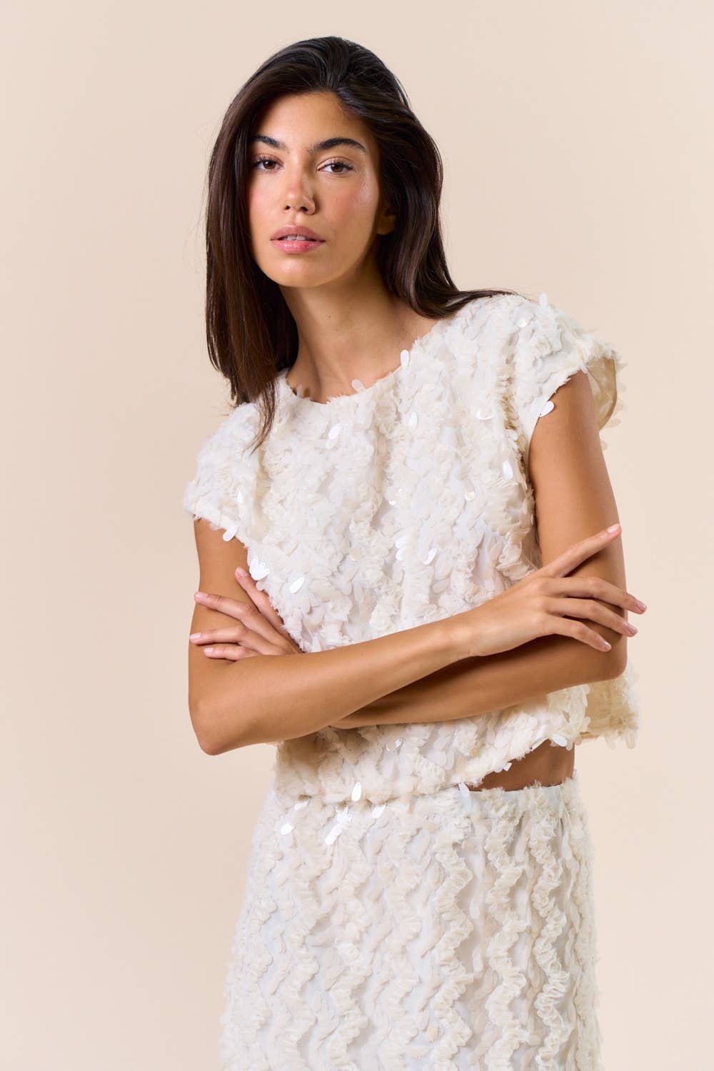 Blaire Short Sleeve Sequin Top