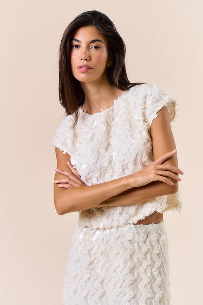 Blaire Short Sleeve Sequin Top