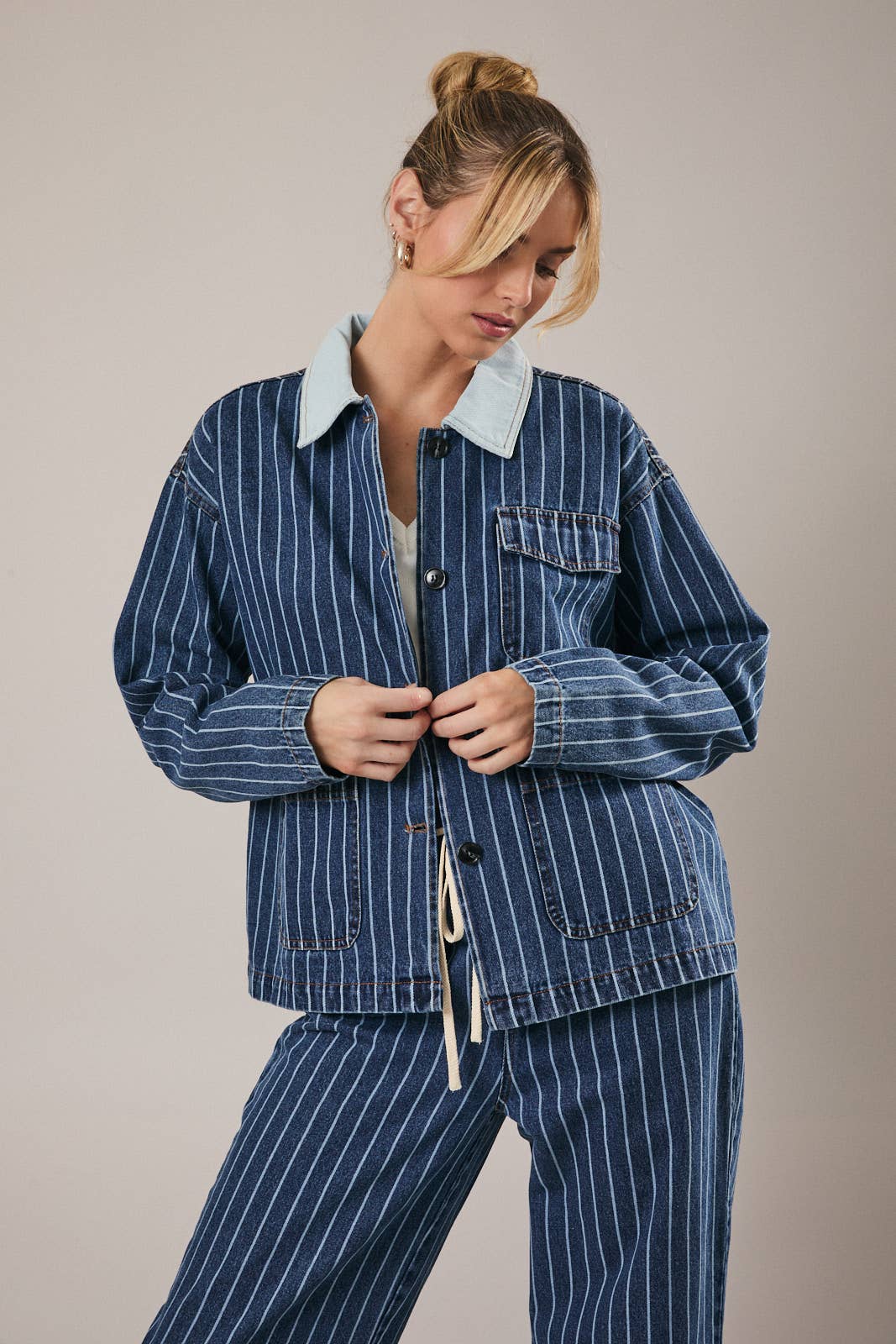 Joni Stripe Denim Barn Jacket