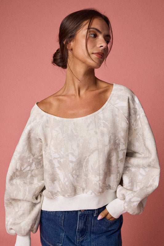 Indy Off Shoulder Camo Crew