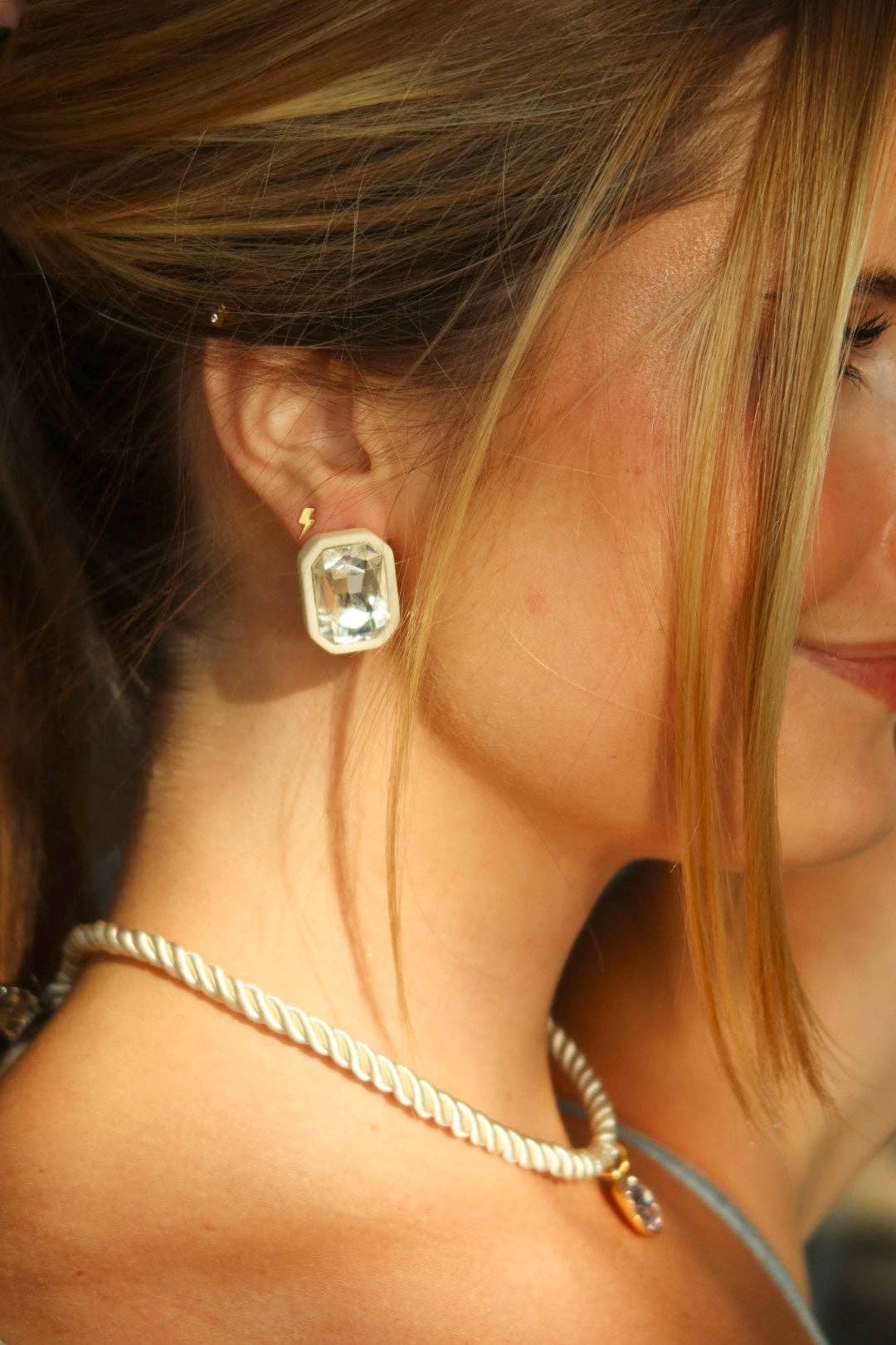 Eva Statement Earrings - White