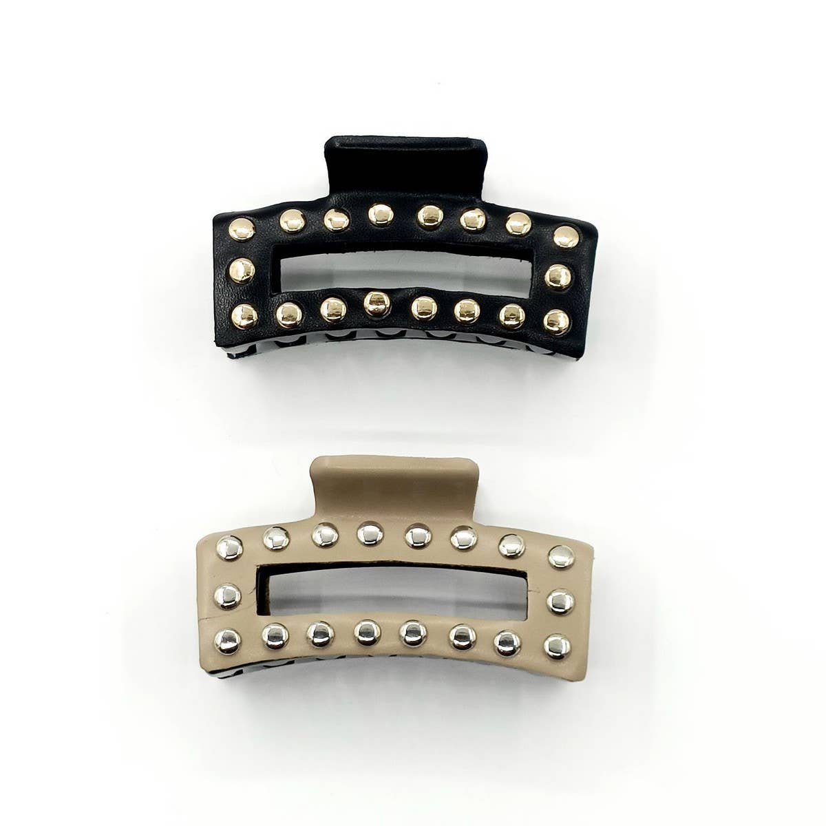 Faux Leather Studded Hair Claw