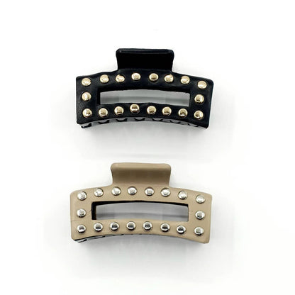 Faux Leather Studded Hair Claw
