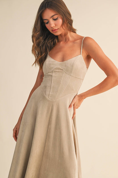 Sadie Suede Corset Midi Dress