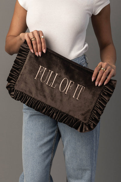 Velvet Ruffle Travel Pouch