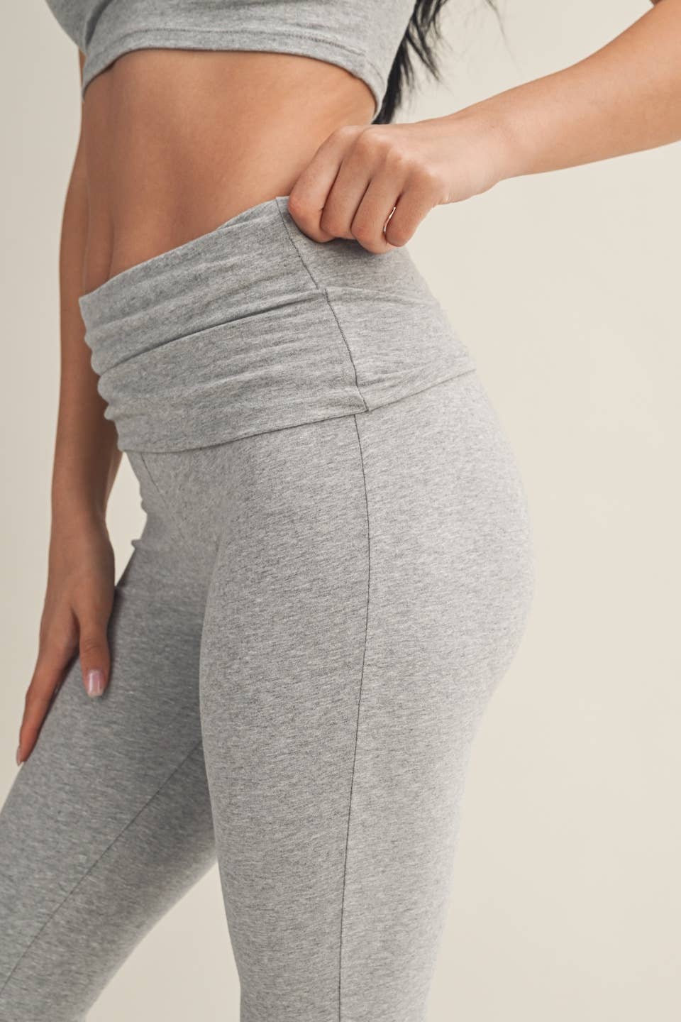 Sara Soft Heathered Knit Foldover Flare Pants