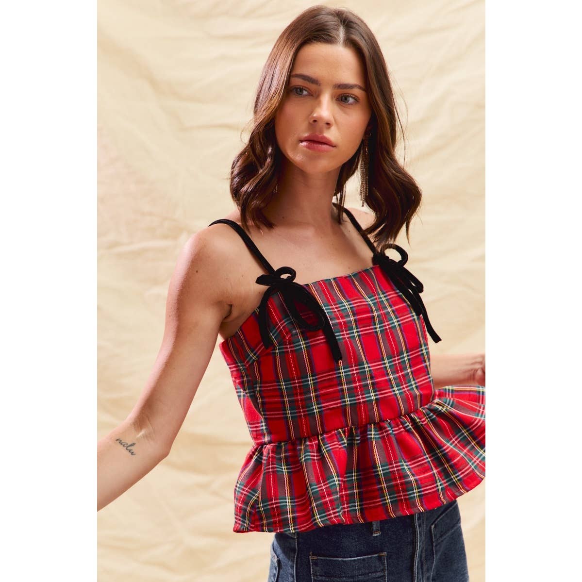 Molly Plaid Peplum Tank