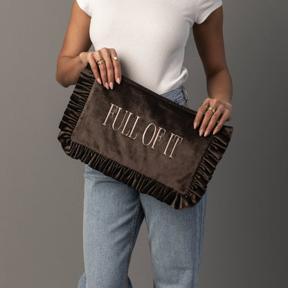 Velvet Ruffle Travel Pouch
