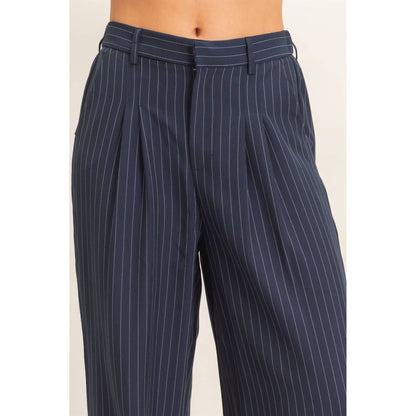Tate Pinstripe Wide-Leg Trousers