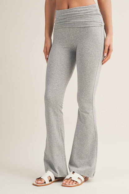 Sara Soft Heathered Knit Foldover Flare Pants