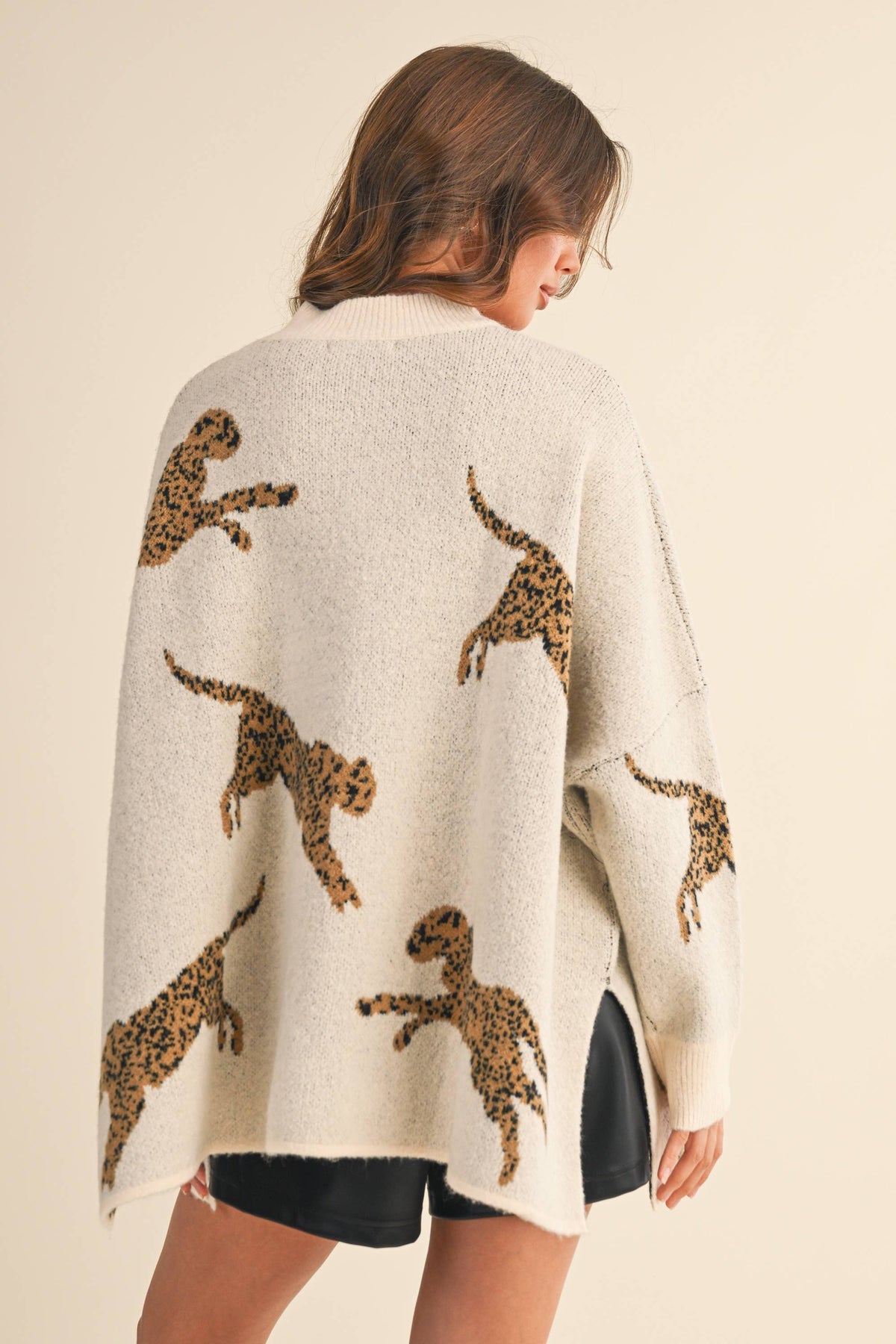 Hanna Cheetah Mockneck Sweater