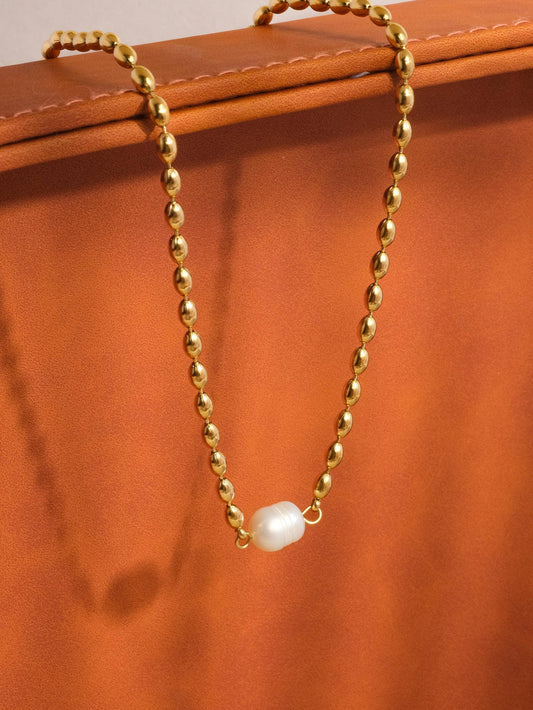 Vigne Pearl Ball Chain Necklace | Waterproof Jewelry