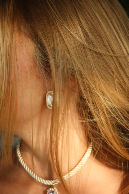 Eva Statement Earrings - White