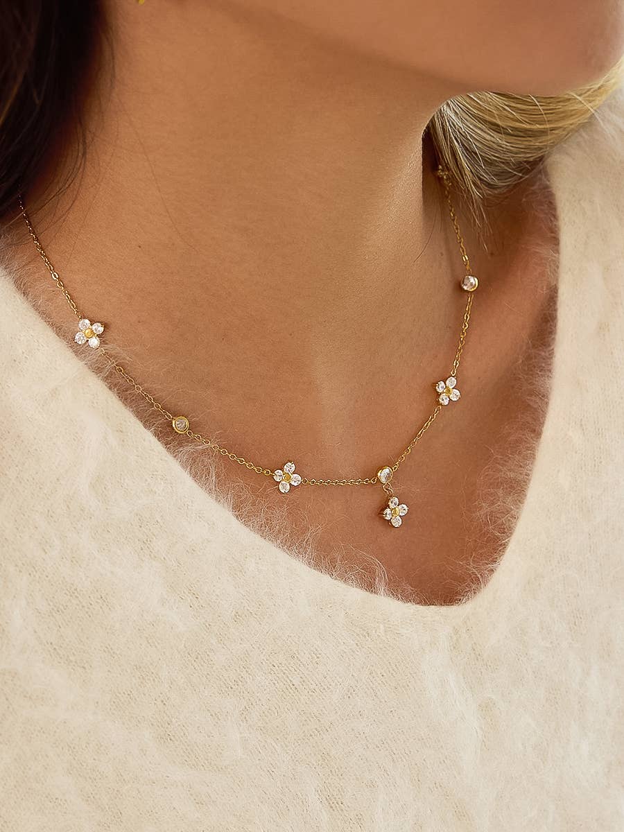Aveline Floral Chain Necklace | Waterproof Jewelry