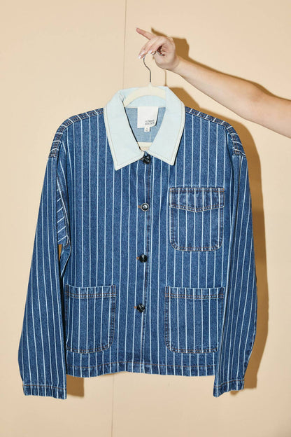 Joni Stripe Denim Barn Jacket