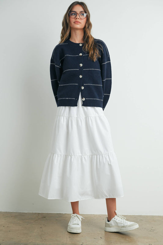 Lola Button Front Striped Cardigan
