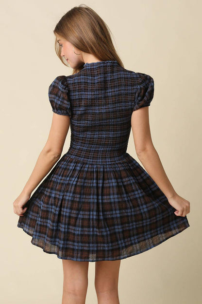 Rowan Plaid Smocked Mini Dress