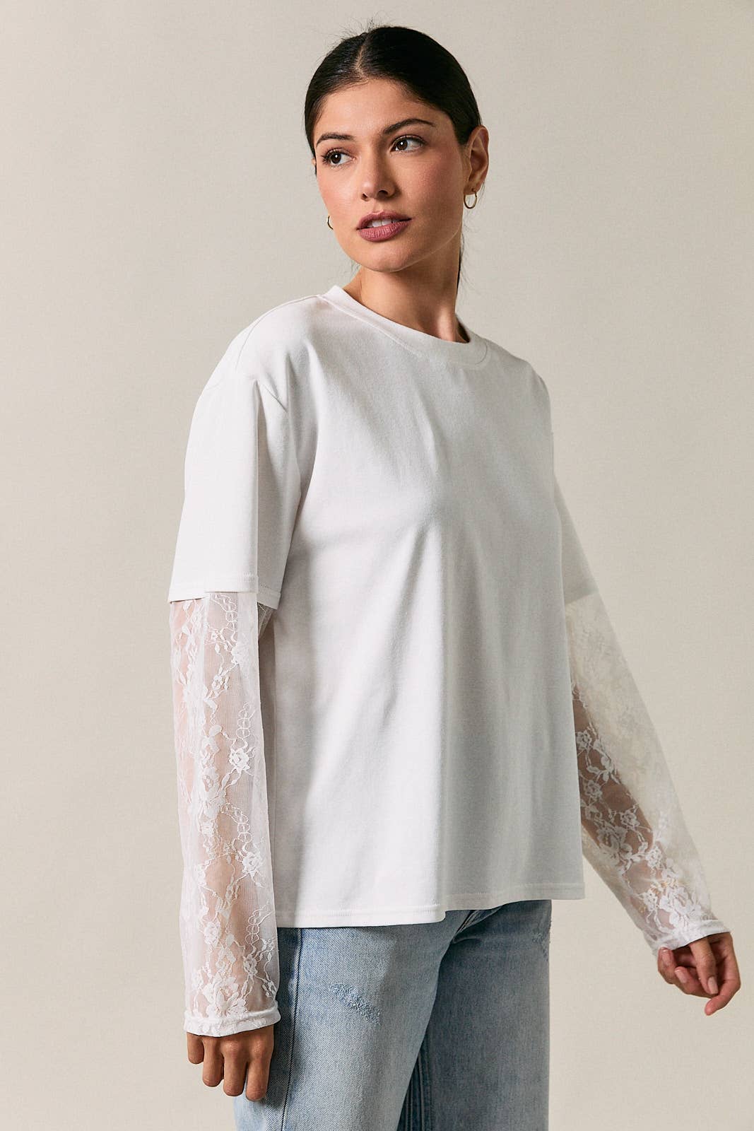 Rachel Lace Contrast Long Sleeve