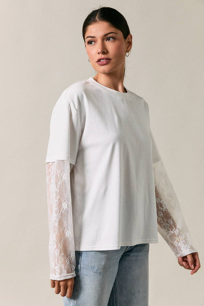 Rachel Lace Contrast Long Sleeve